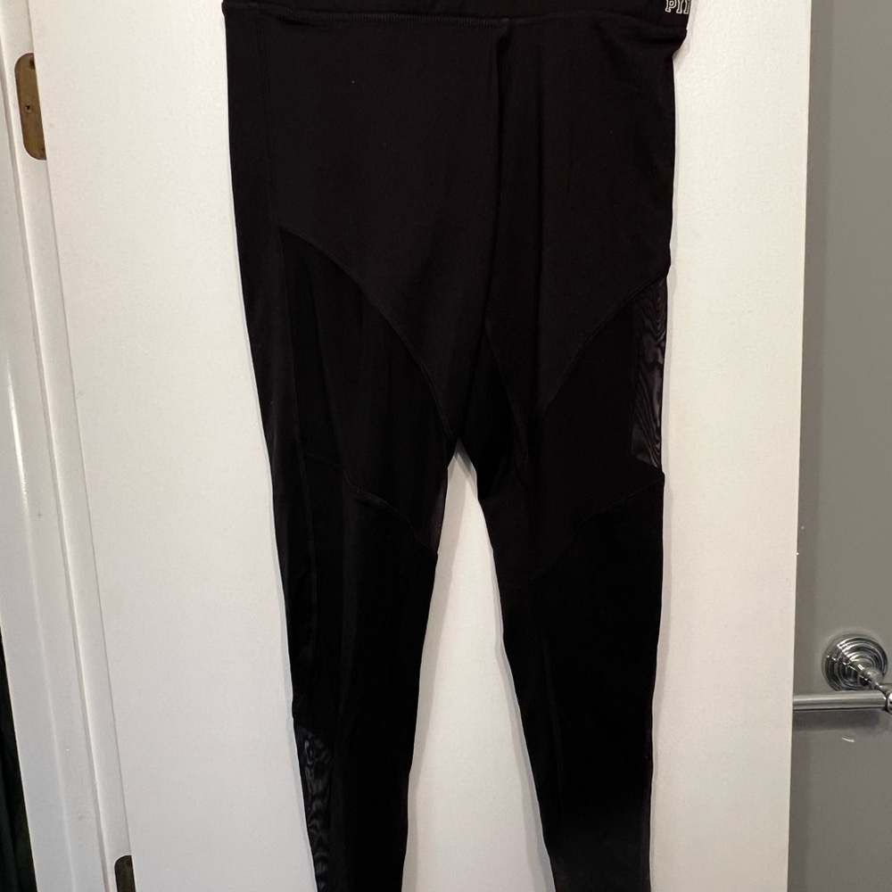 Victoria Secret Black Leggings with Mesh Panels
